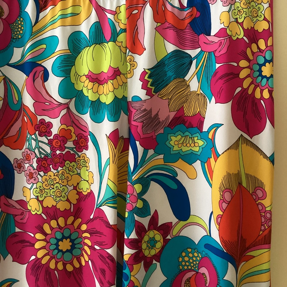 Trina Turk Fontaine Floral Swim Cover Up Pants Side Slits Fold-over Waist - Picture 6 of 15